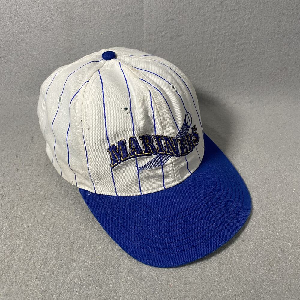 Vintage Starter Seattle Mariners Pinstripe Baseball Hat Cap Adjustable USA Made